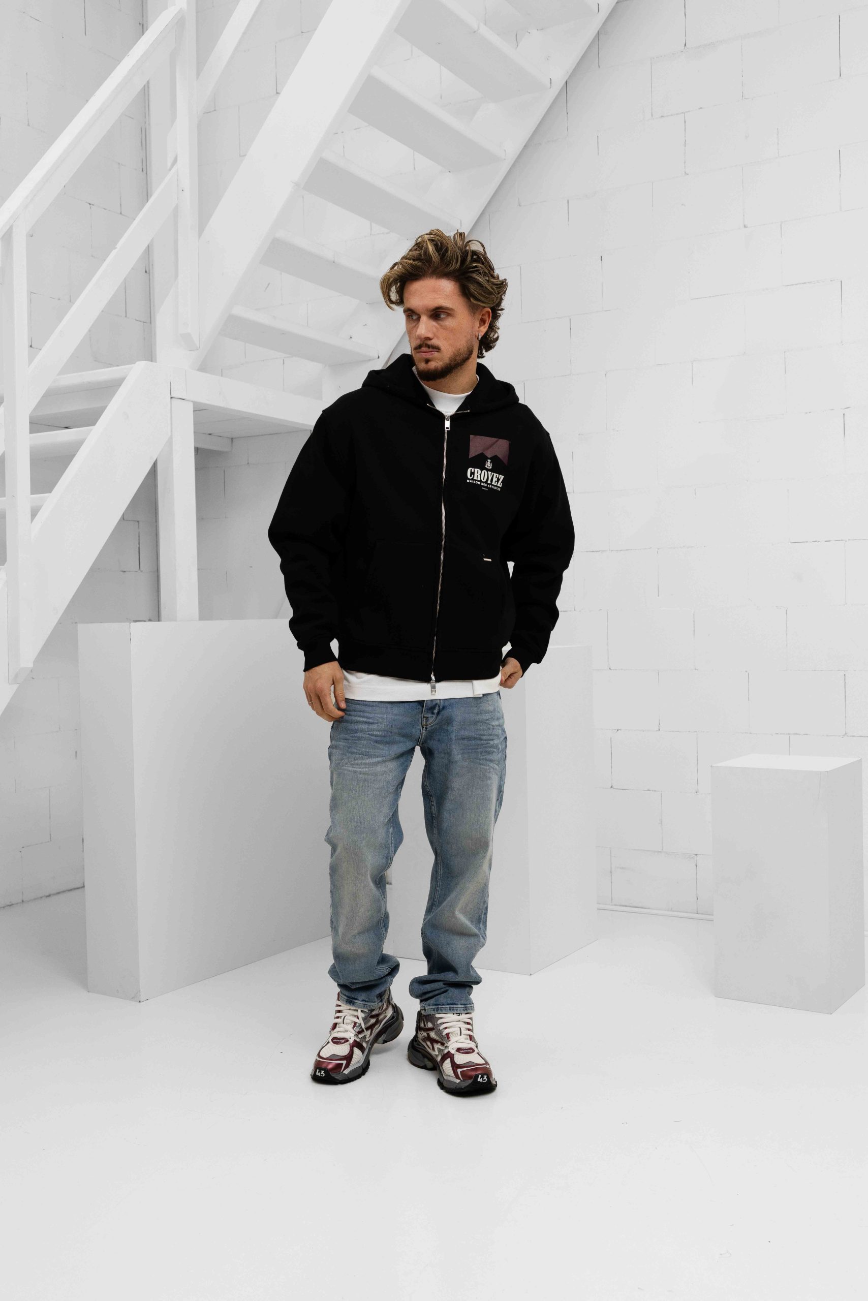 Croyez Maison Fumes Zip Hoodie Heren Zwart