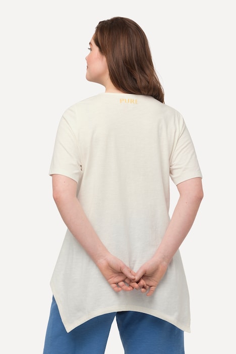 T-Shirt, Zipfelsaum, Rundhals, Halbarm, Biobaumwolle