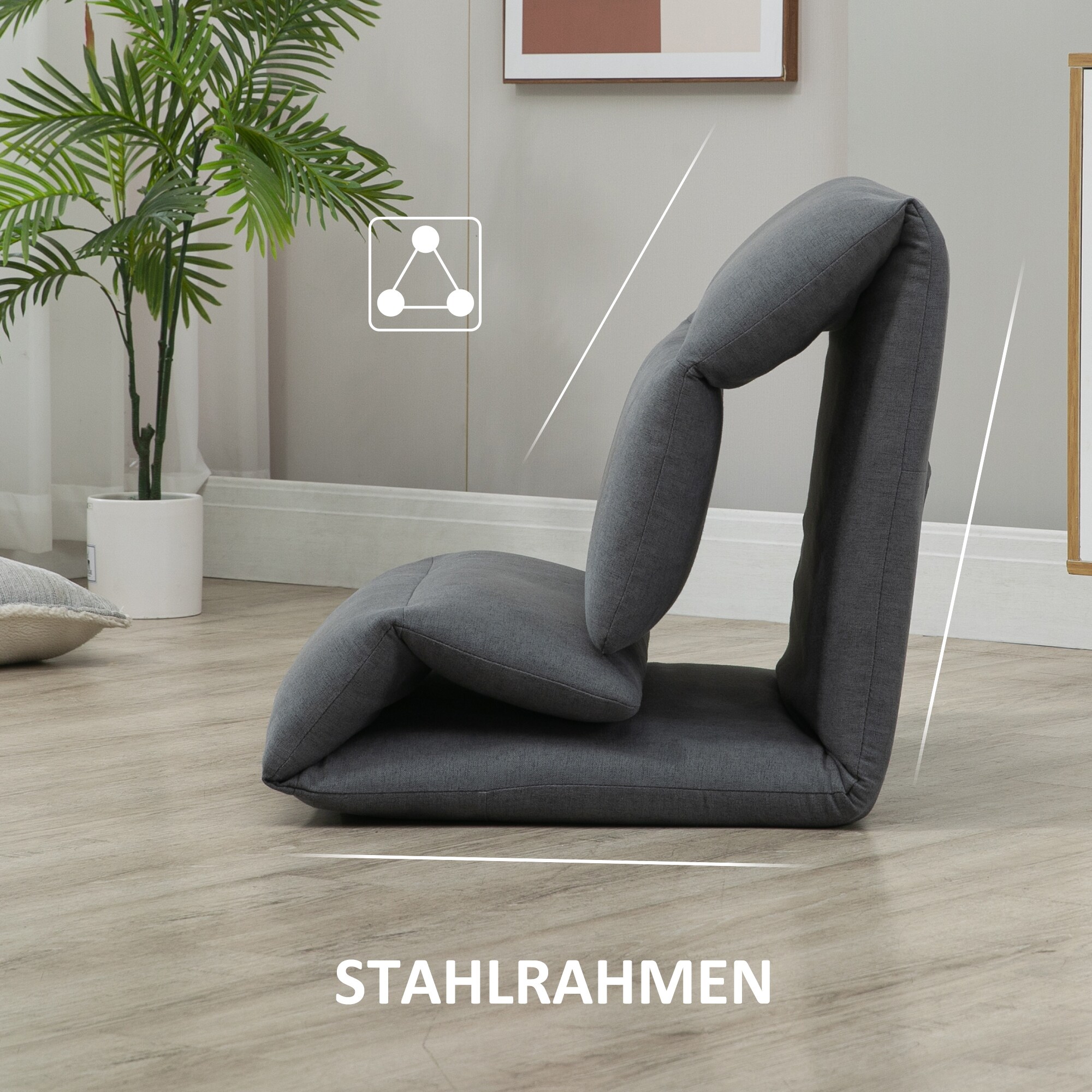 HOMCOM Bodensofa mit Liegefunktion 72L x 71B x 60H cm