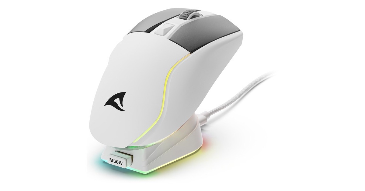 SharkoonSKILLER SGM50W gaming muis  (Wit, 400 - 6400 dpi, RGB leds)