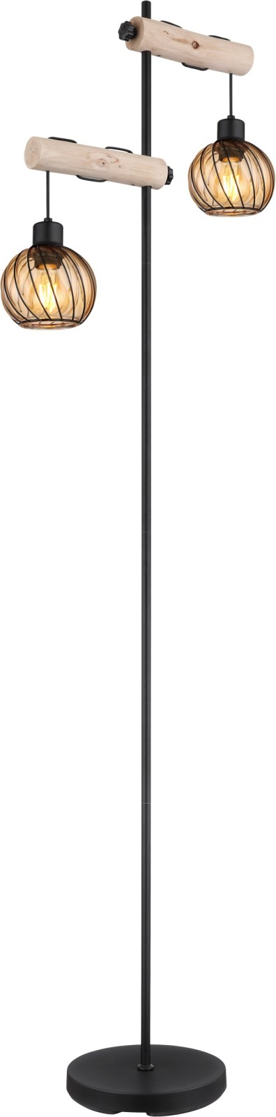 Stehleuchte - schwarz-holzfarben - 168 cm