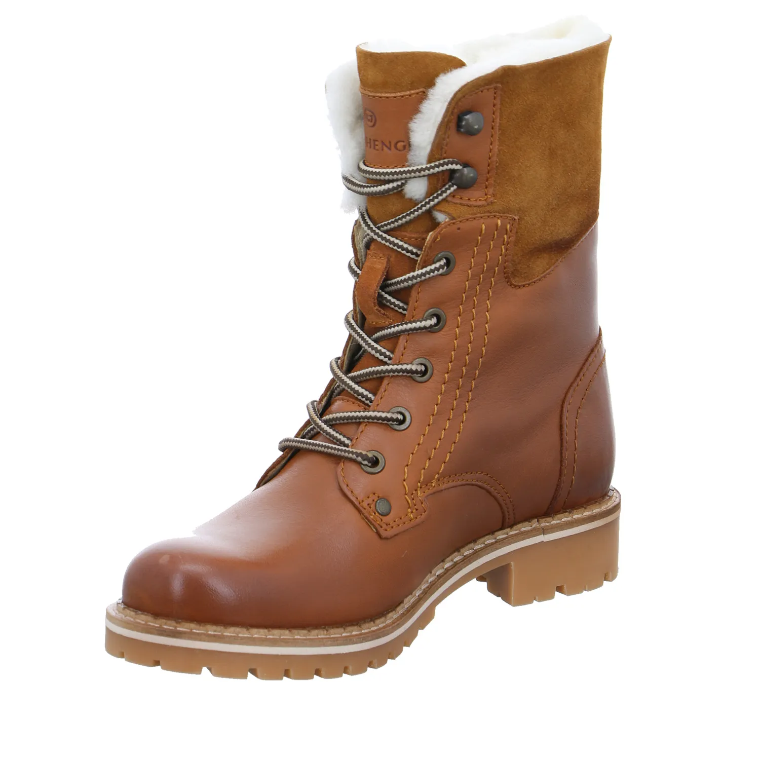 SCHUHENGEL Boot Cognac Leder  mit Woll- & Lammfellfutter