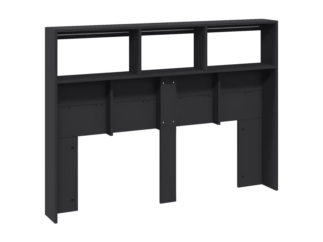 Armoire tête de lit avec LED noir 140x17x102 cm
