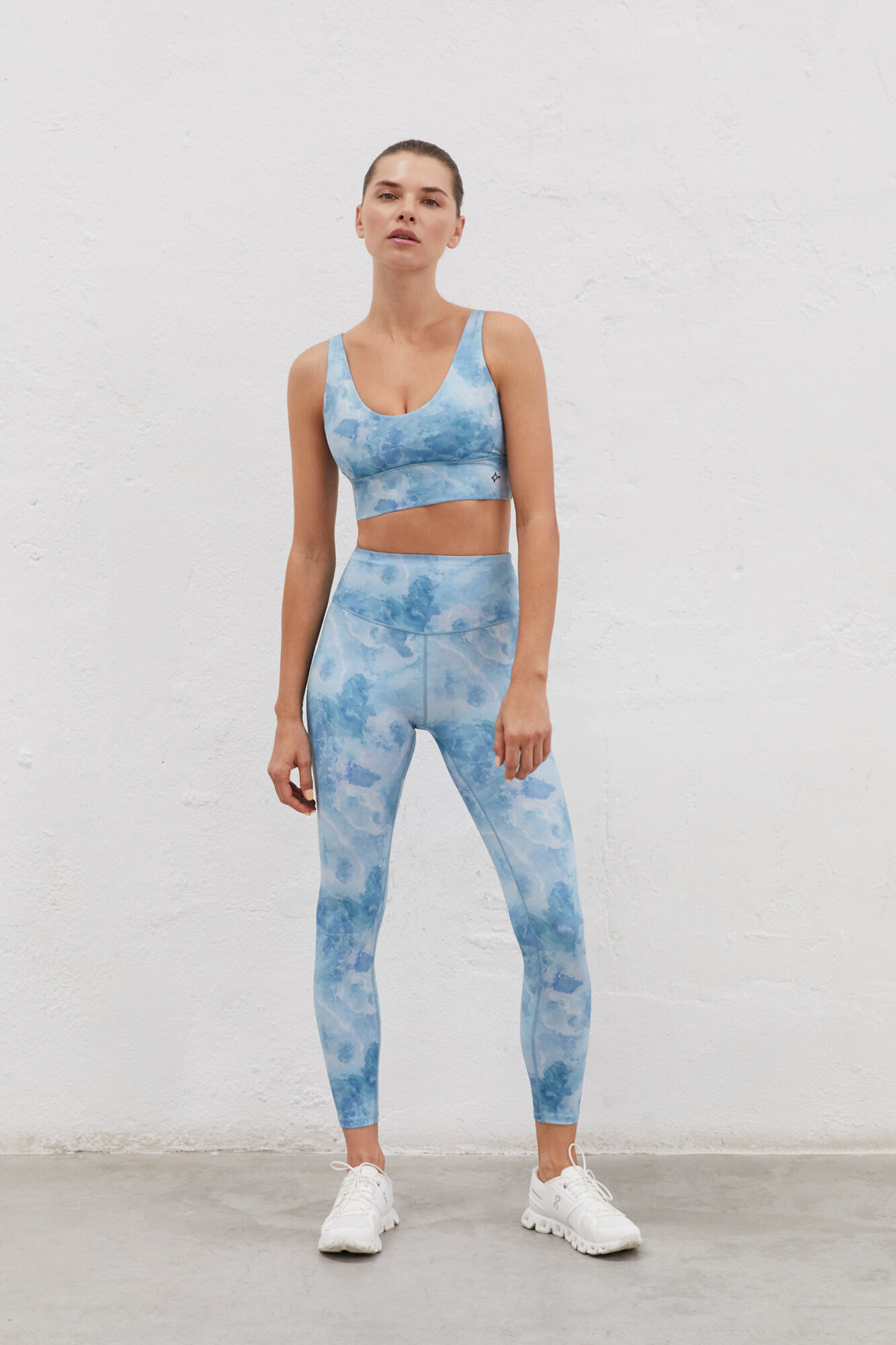 Sutiã esportivo azul 4D stretch estampado - Estampa