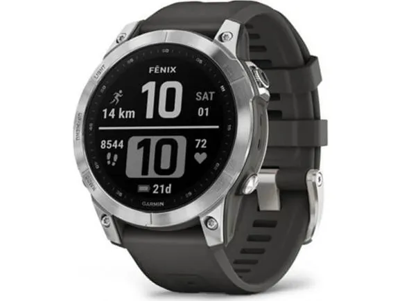 Garmin fenix 7 - 47 mm - sølv - sportsur med bånd - silikone - grafit - håndledsstørrelse: 125-208 mm - display 1.3