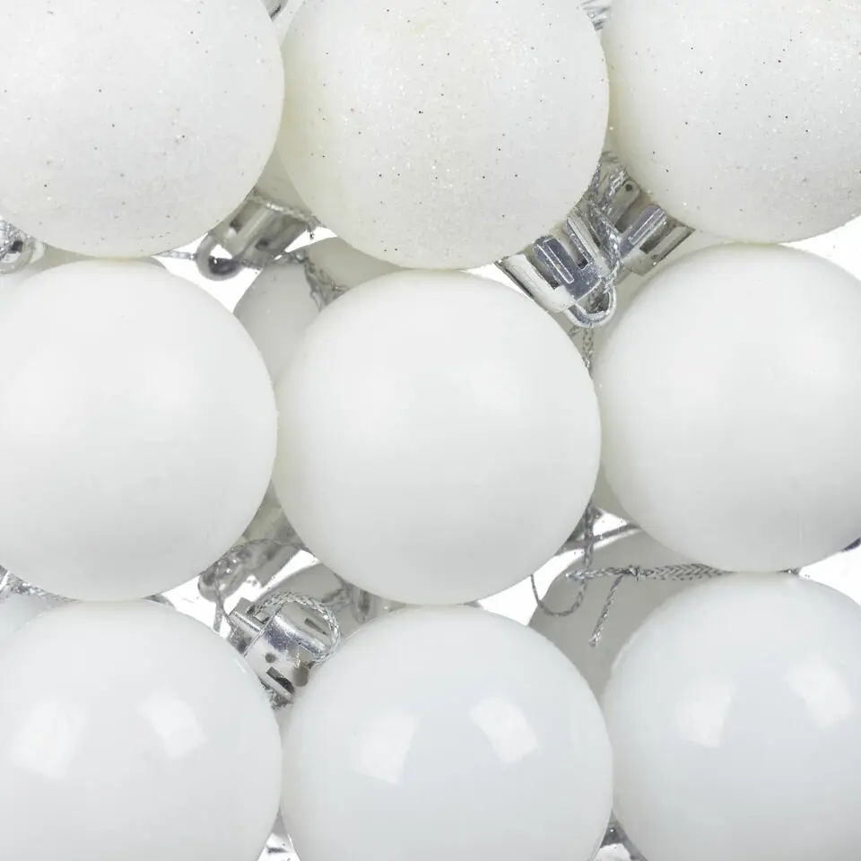 Relaxdays kerstballen - 100x st - wit - 3, 4 en 6 cm -kunststof