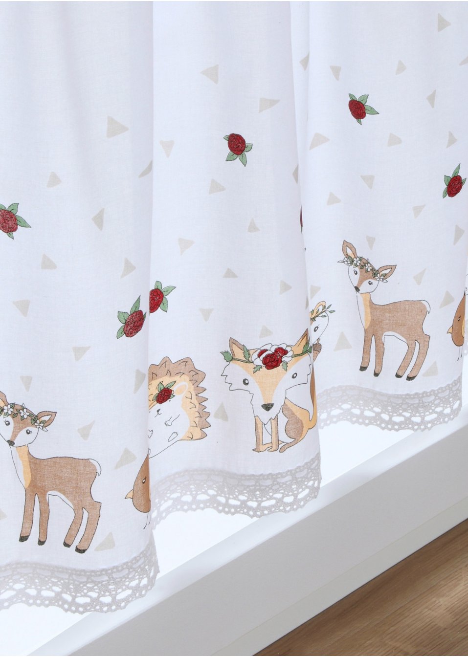 Brise-bise en coton avec imprimé animaux de la forêt