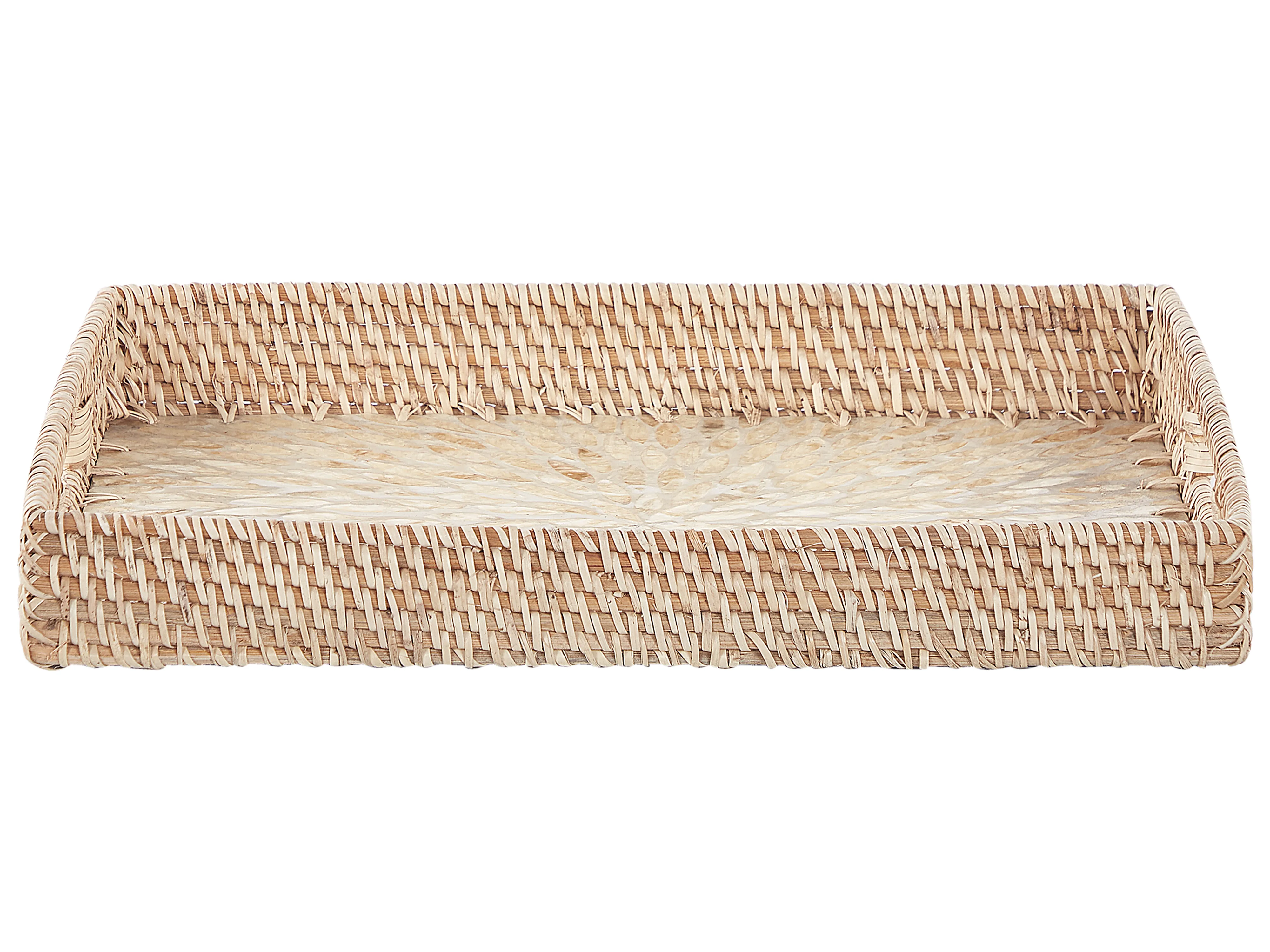 Set van 2 decoratieve dienbladen NDEBELE Rotan Natuurlijk