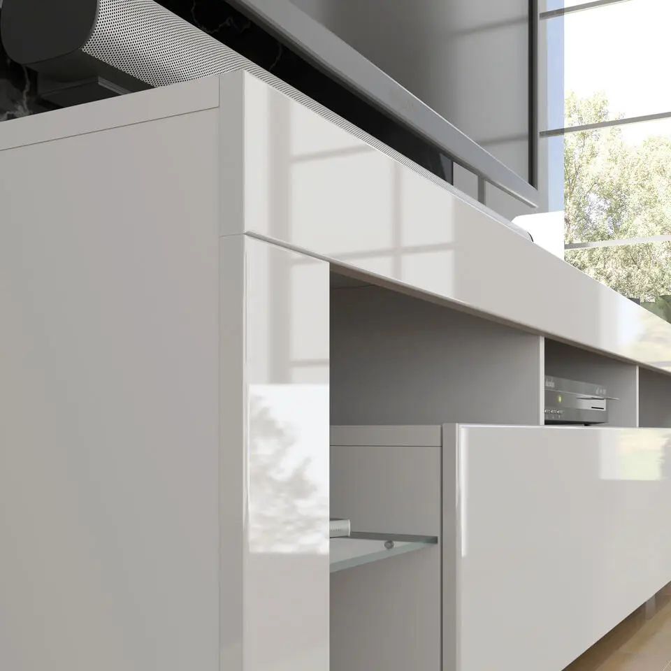 Panama TV-meubel 160 x 45 x 35 cm Glanzend witte fronten zonder verlichting