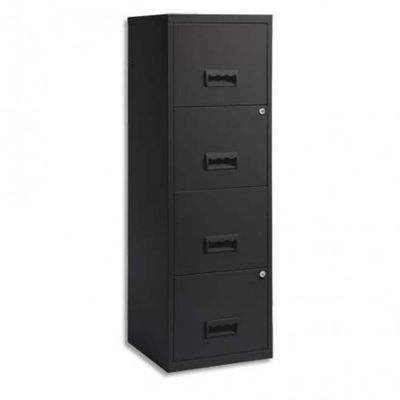 Classeur 4 tiroirs pour dossiers suspendus - 125,6 x 40 x 40 cm - noir