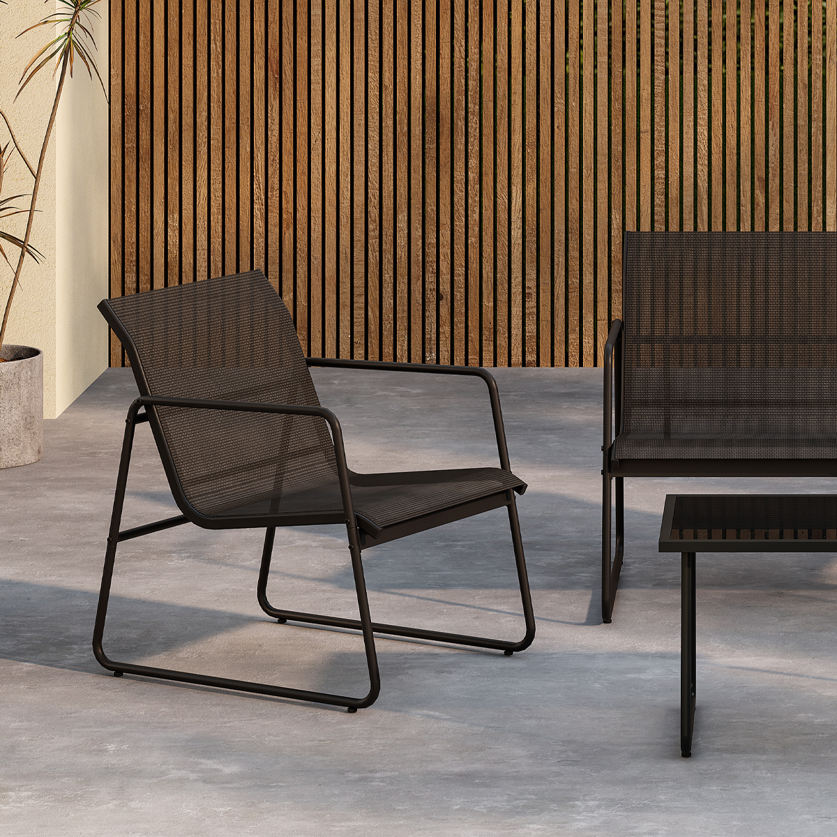 Tuin loungeset Vidar 4 delig Zwart