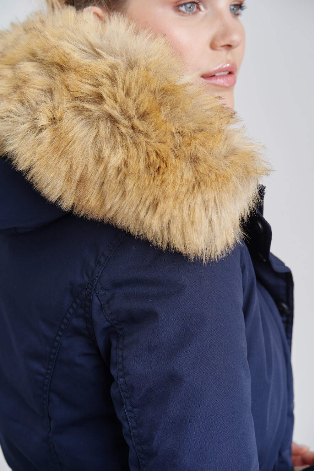 NAVAHOO Damen Warmer Winterjacke Parka mit Kunstfell-Kapuze Laura
