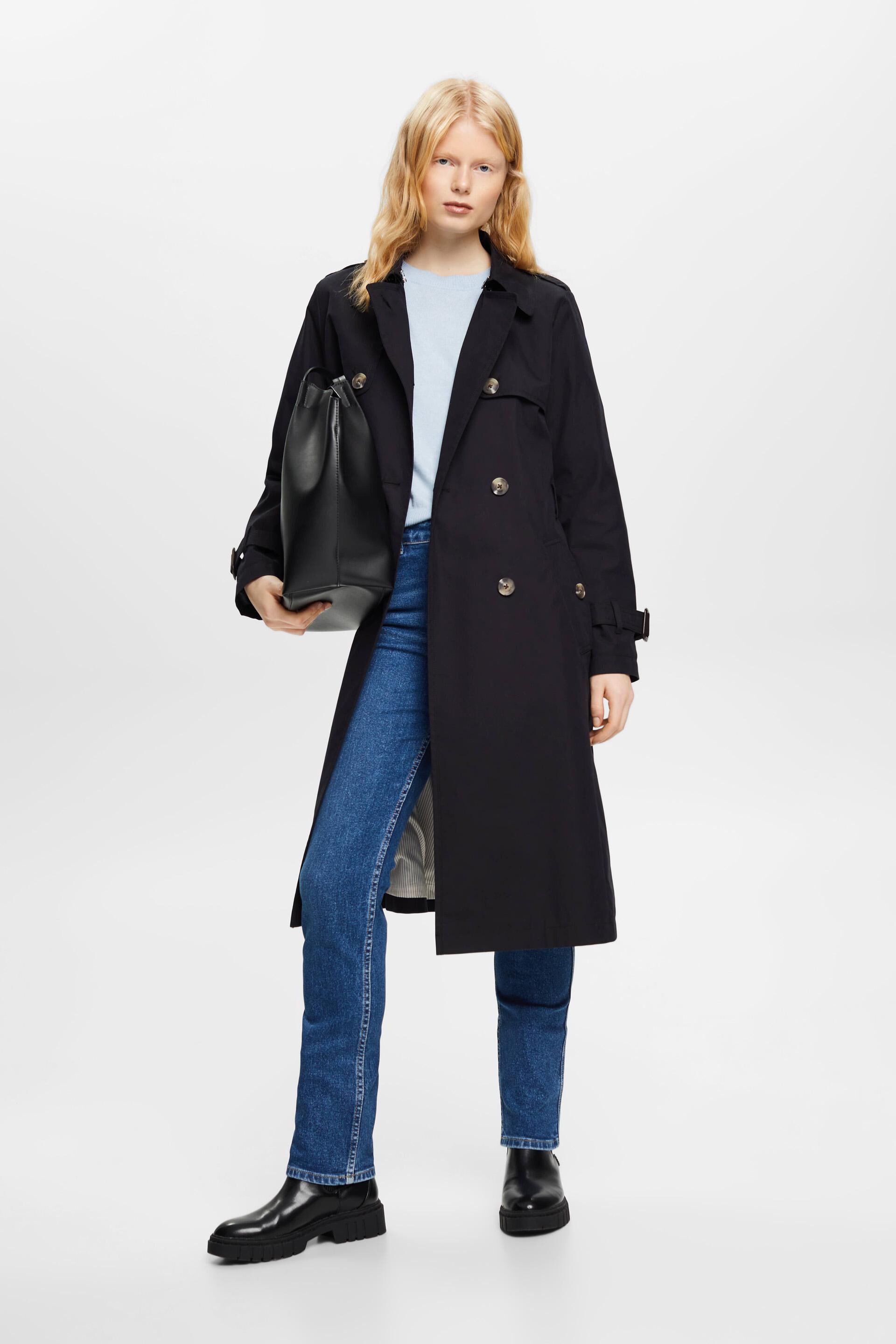 Trench-coat à boutonnage croisé et ceinture