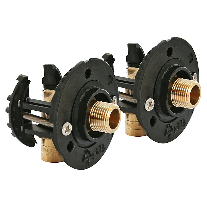 Fixation pour robinetterie Lavabo pour PER Ø12 raccord à glissement sortie mâle 12/17 (3/8