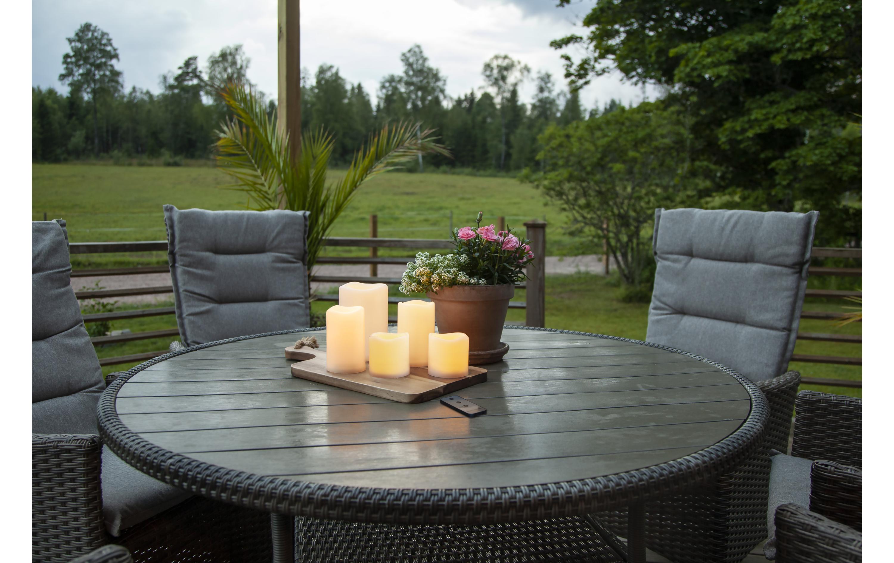LED-Kerzen Set Pillar Paul, Ø 7.5/10 x 7.5/12/15 cm, BeigeKünstliche Kerze mit beweglicher Flamme, 5er Pack
