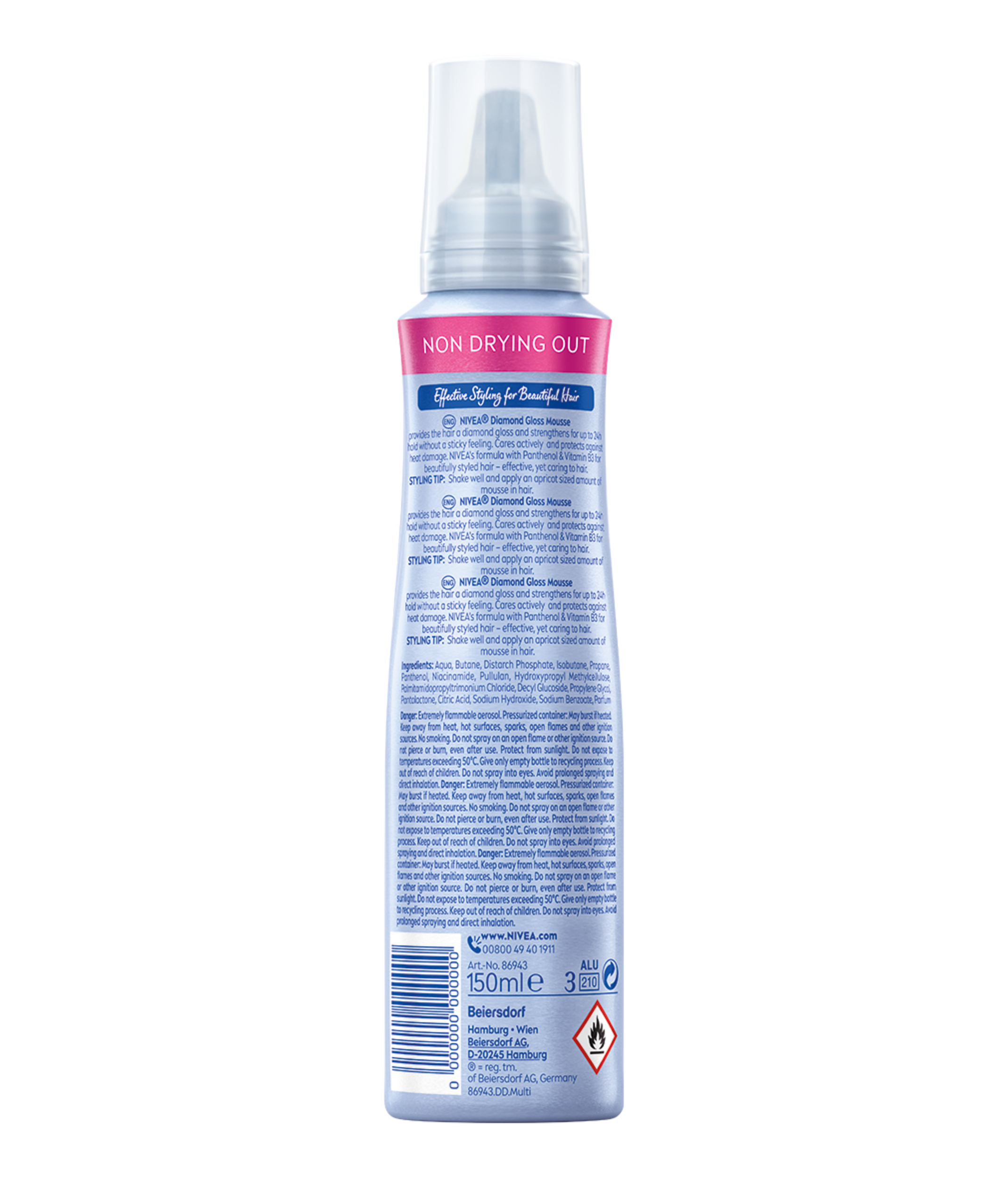 Nivea Schaumfestiger Schaum Diamond Gloss Care Aeros Spr 150 ml