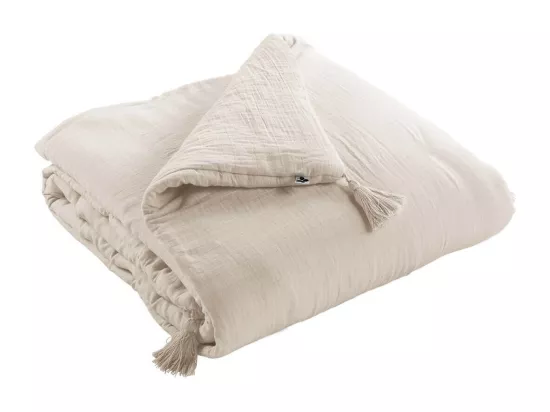 OUREA - Couvre-pied 150x150cm Capitonné Gaze de Coton Pampa