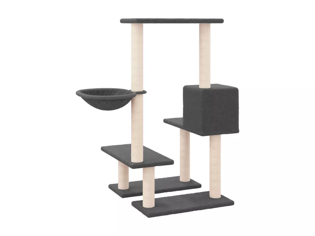 Arbre à chat avec griffoirs en sisal Gris foncé 94,5 cm