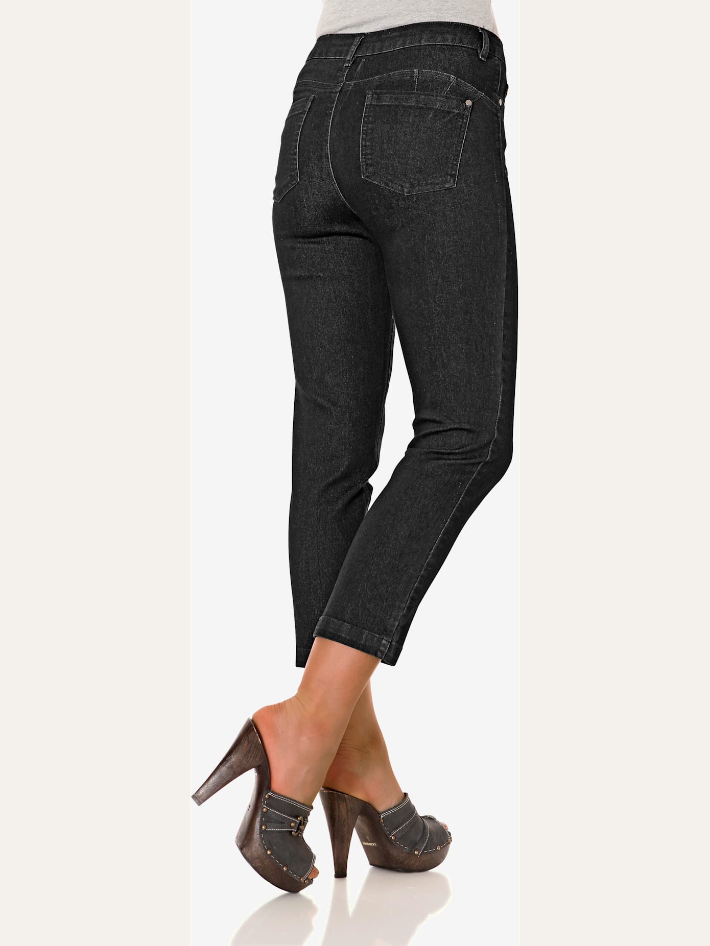 Jeans effet ventre plat longueur 7/8