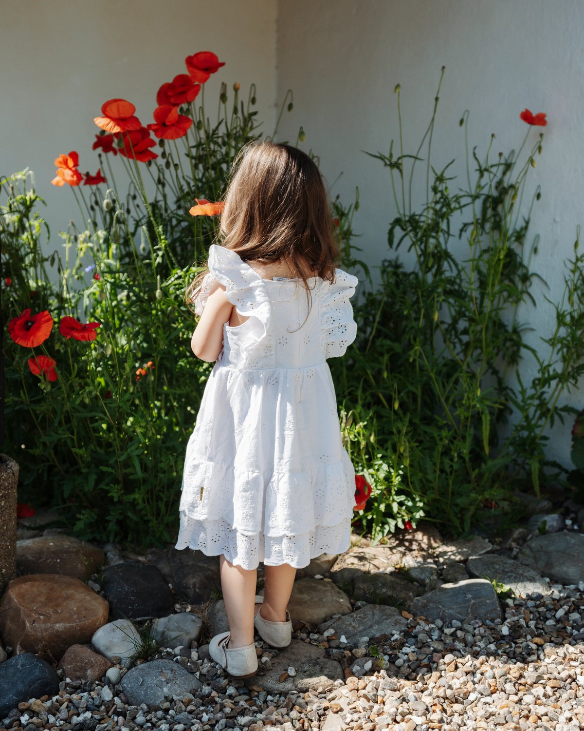Kjole Barn m/ Broderte Blomster – 100% Bomull | HCKaroline