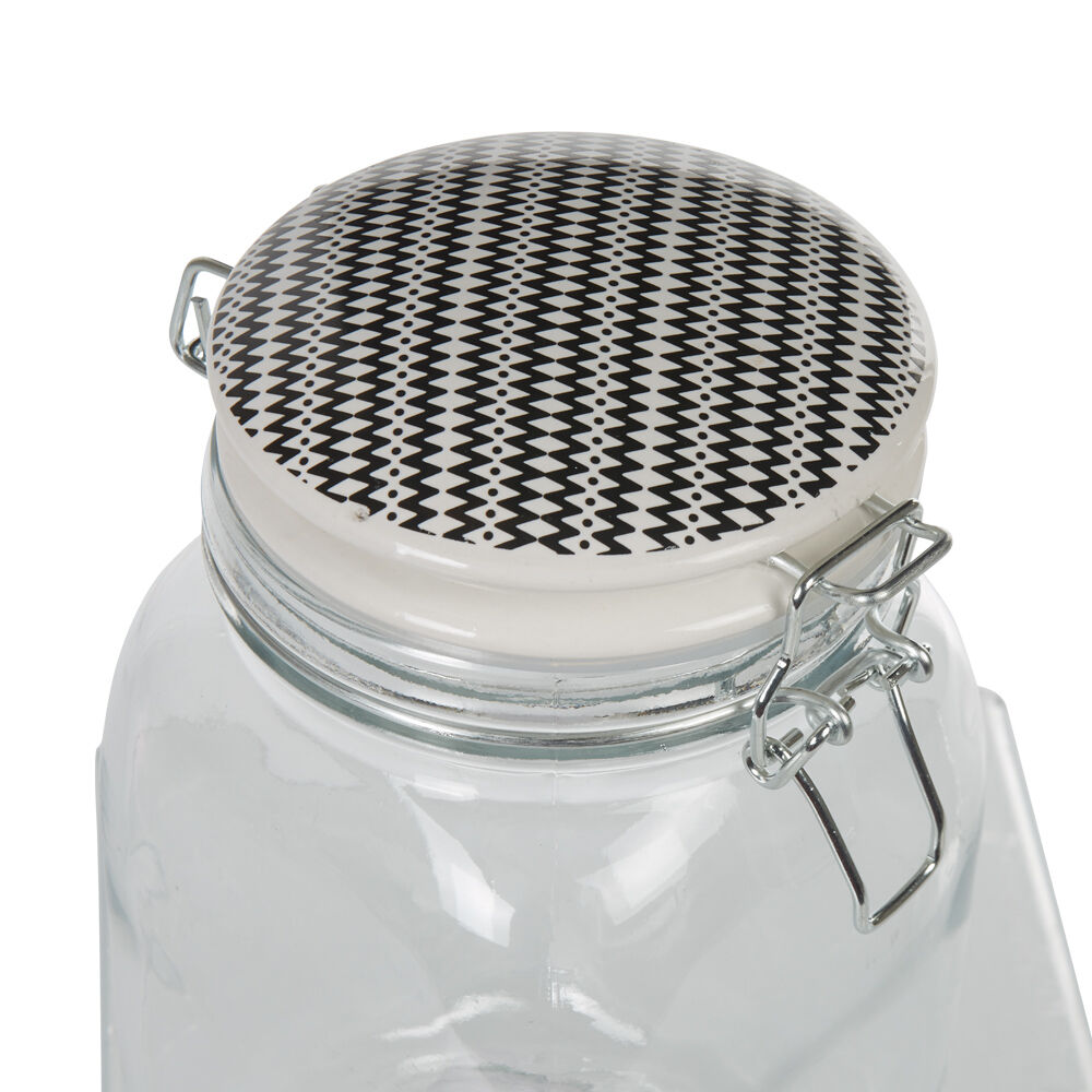 Bocal hermétique transparent avec couvercle design ethnique 1,5 L