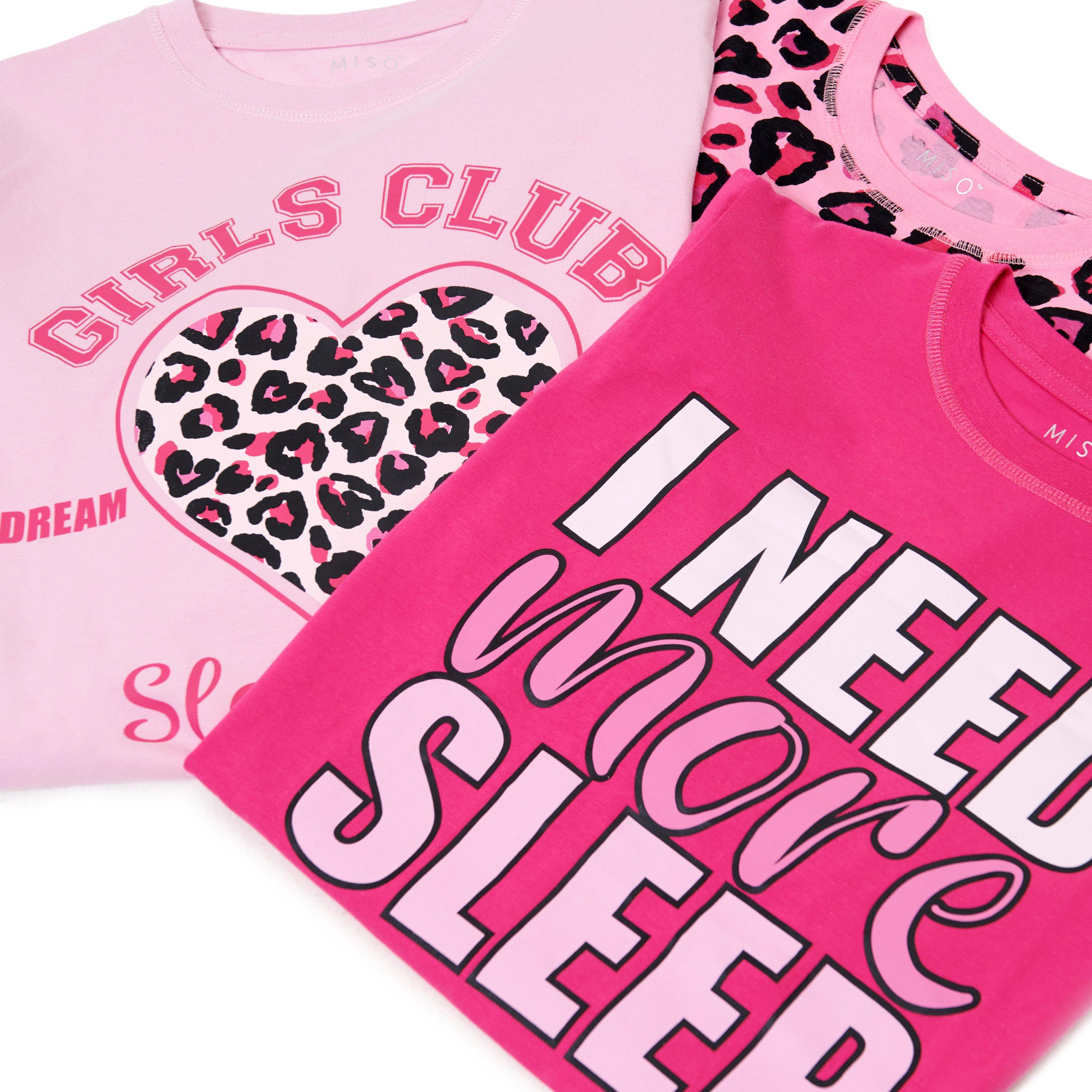 Miso Kids Girls 3 Pack Leopard Pyjama Set