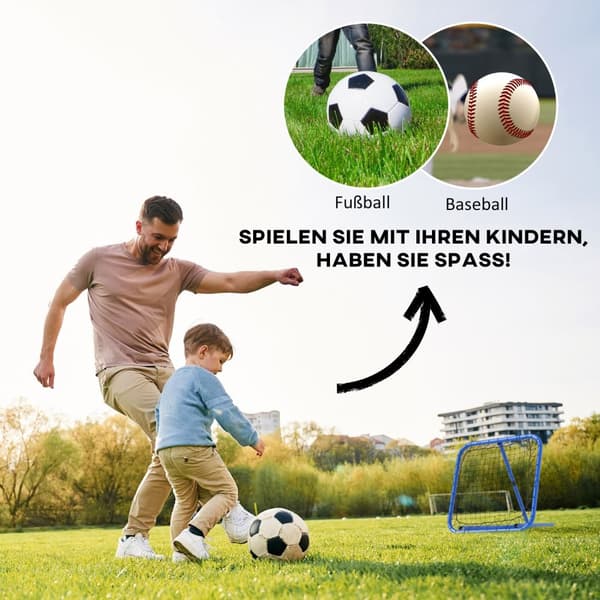 Rebounder for fotball, sammenleggbar fotball Rebounder 63 x 63 cm Justerbar fotballmålsparker for baseballbasketball, metall, blå