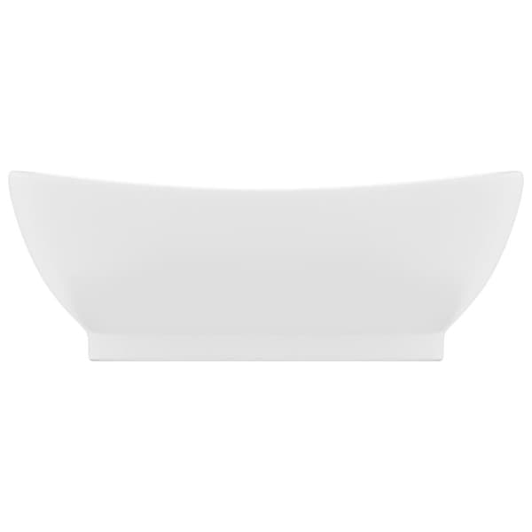 vidaXL Luksuriøs servant med overløp oval matt hvit 58,5x39cm keramisk