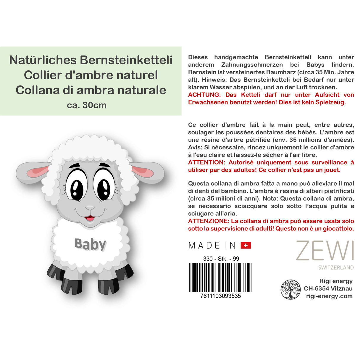 Martina SchmuckdesignMartina Schmuckdesign   Bernsteinhalskette Baby
