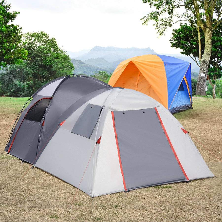 Outsunny Campingzelt mit atmungsaktivem Netz und mobiler Matte grau