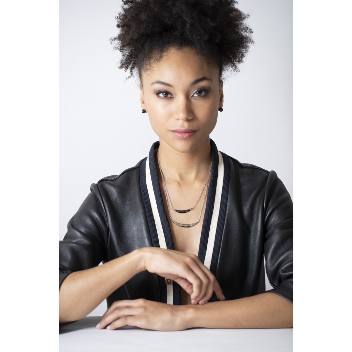 Collier multi-chaînes en Acier 316L et céramique - blanc brillant