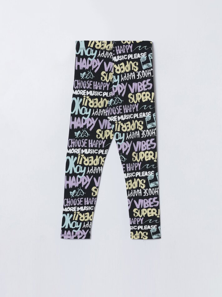 Conjunto de 2 leggings compridas básicas, lisas e estampadas - Lilás