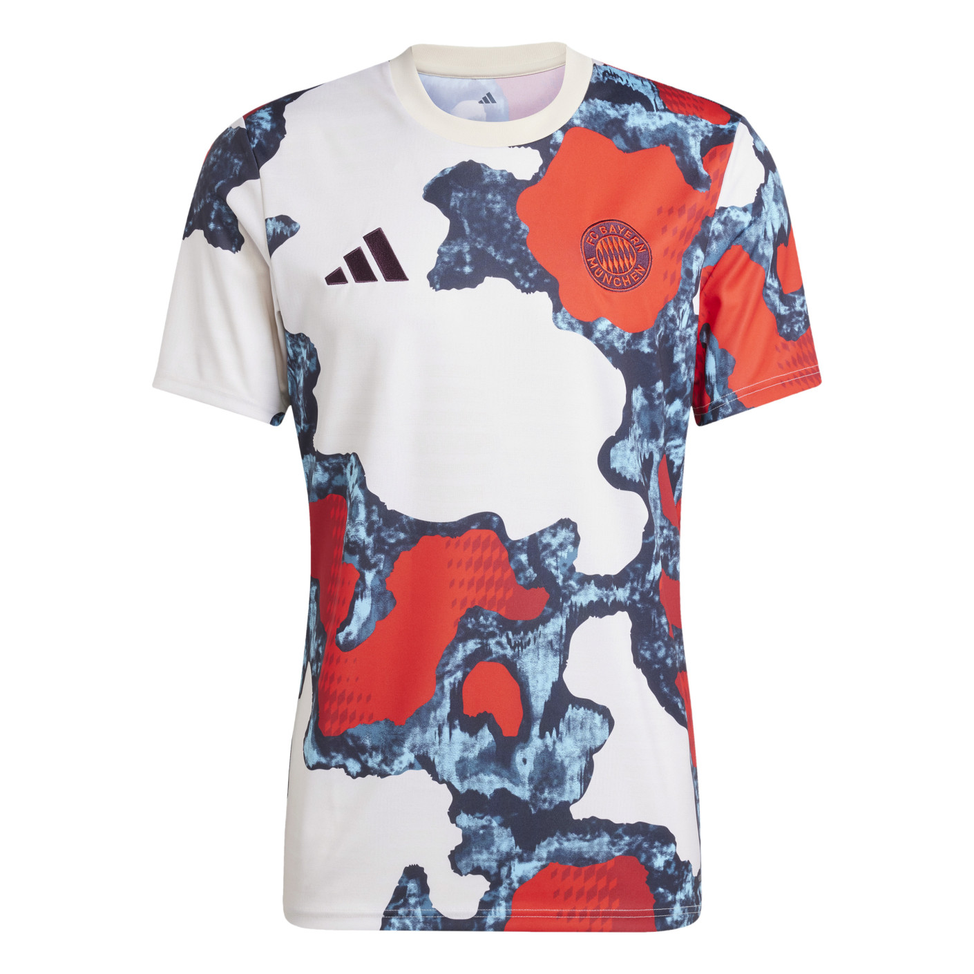 Adidas Bayern München Pre-Match Trainingsshirt 2024-2025 Wit Rood Blauw Bordeauxrood