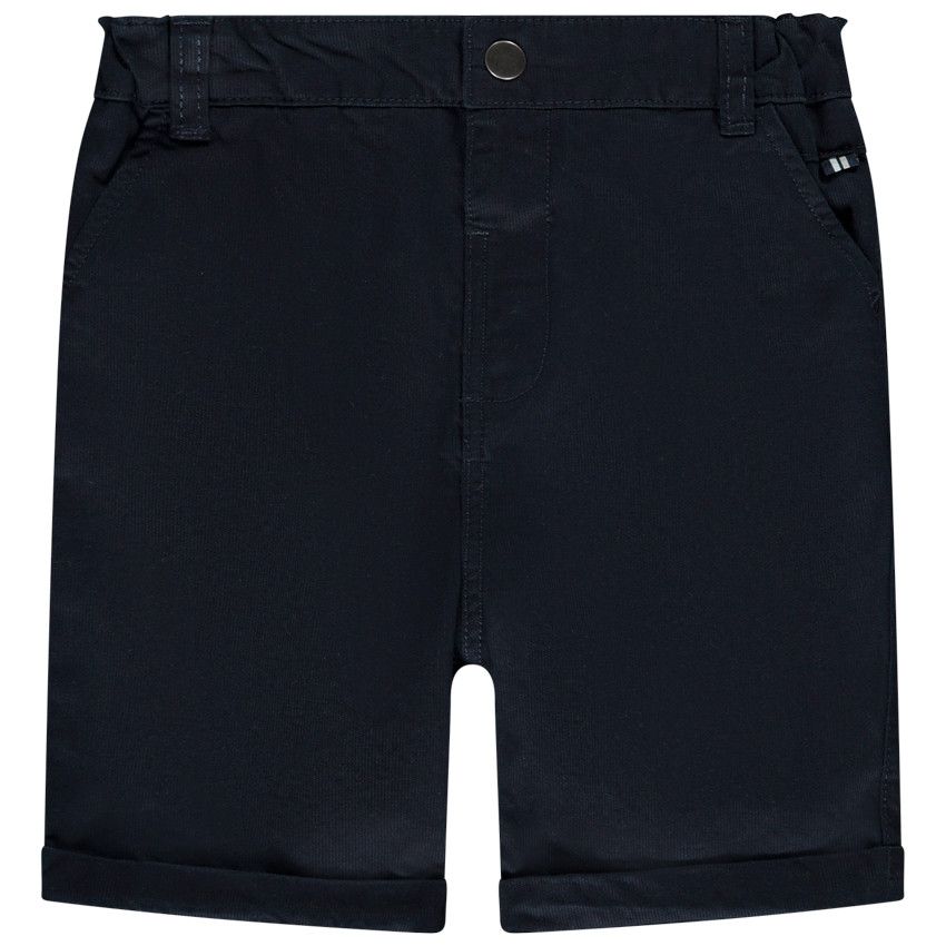 Bermuda coupe chino uni en coton armuré pour bébé garçon - Bleu marine