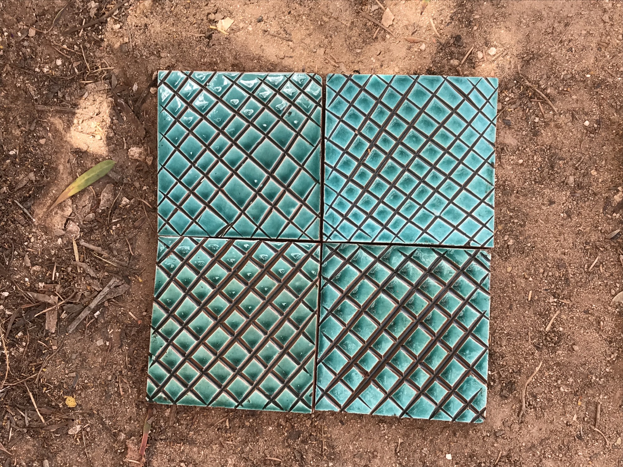 Kachel 'réseau turquoise', türkis, braun, T 10 cm, B 10 cm, H 1 cm von fischer's lagerhaus