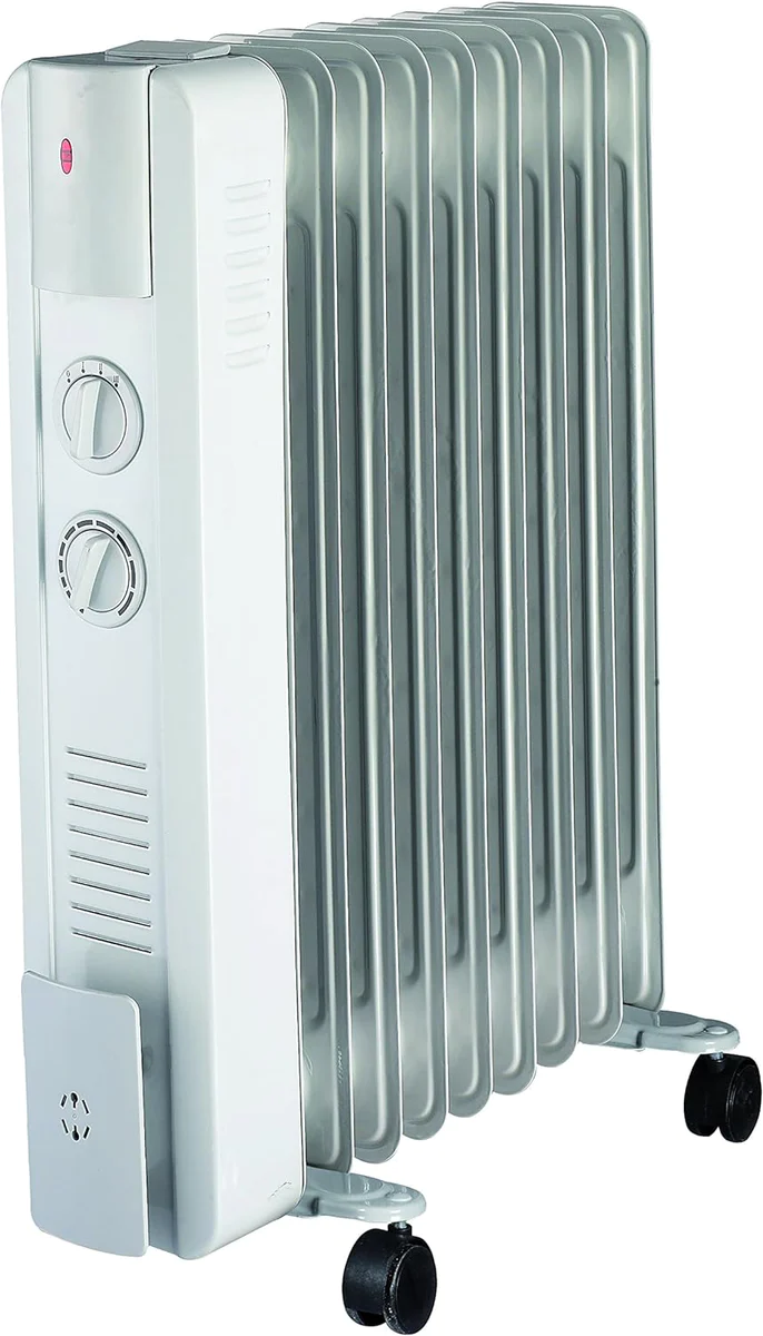 Radiateur à bain d'huile 2000W avec Thermostat mécanique Gris Clair Ve