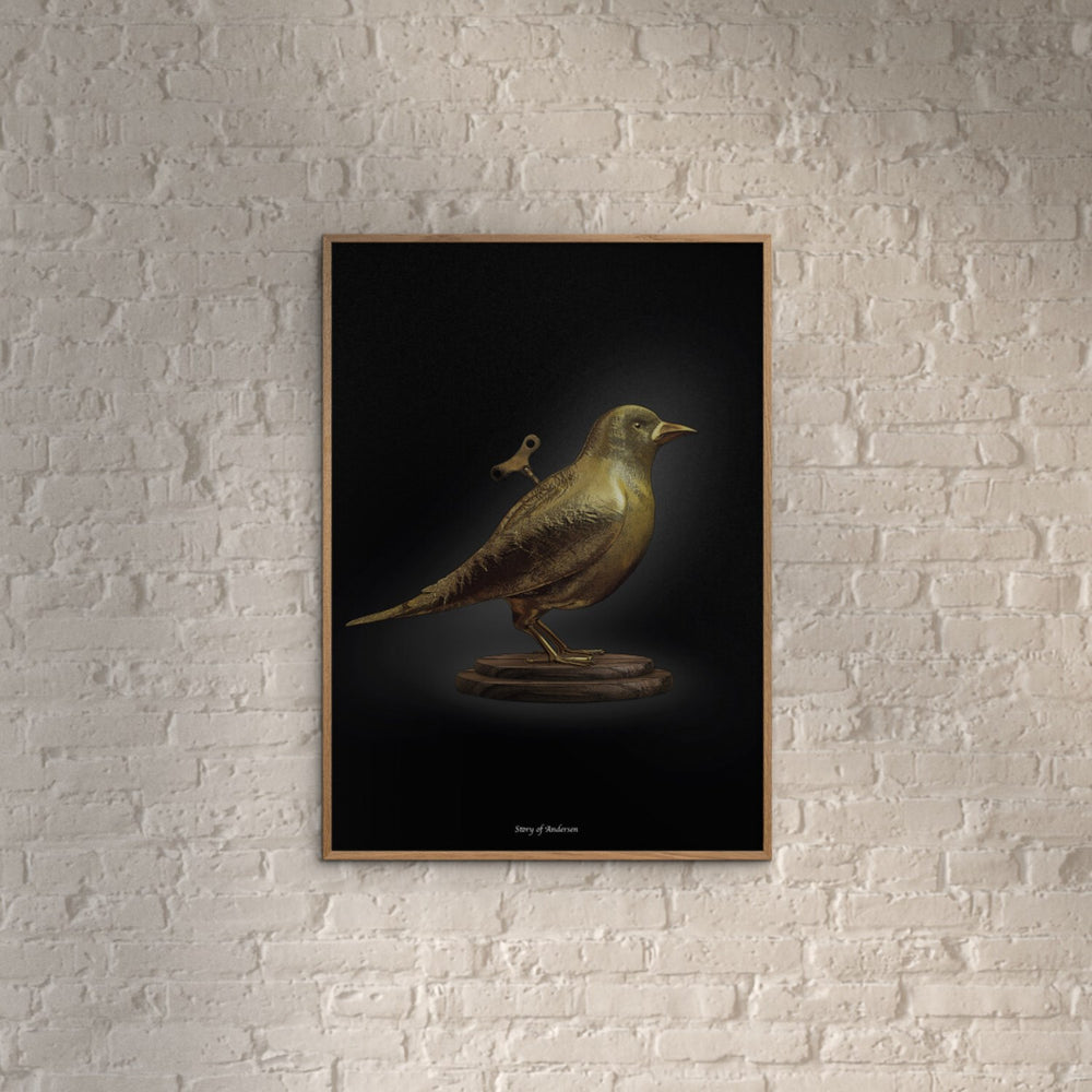 Køb Poster & Frame Story Of Andersen - Nattergalen - Hvid/Sort Baggrund