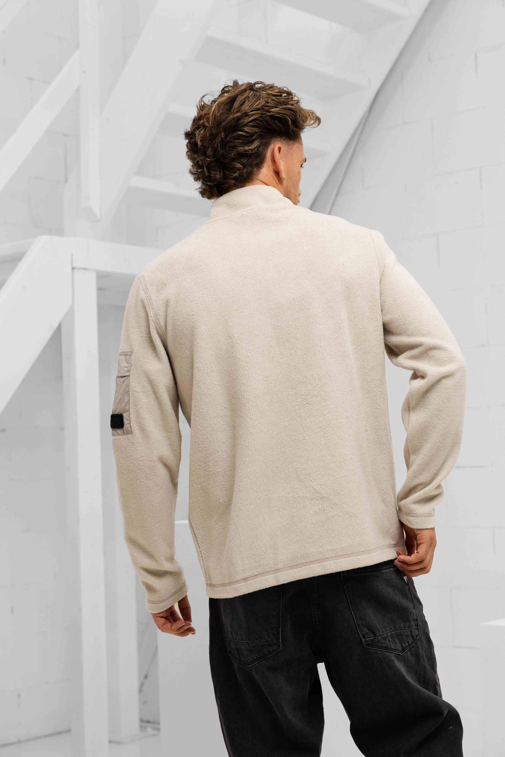 Malelions Sherpa Half Zip Sweater Heren Beige