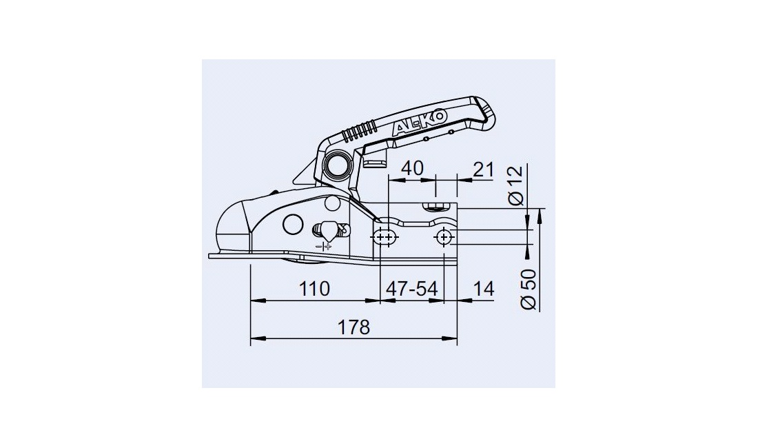 Kuglekobling 2700Kg Ø35/40/45/50mm AK270