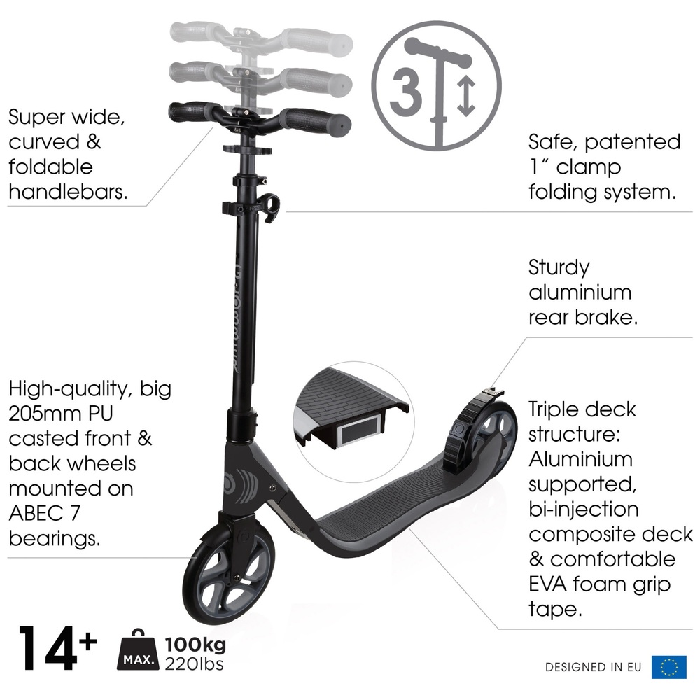 Globber ONE NL 205 Roller, Anthrazitgrau