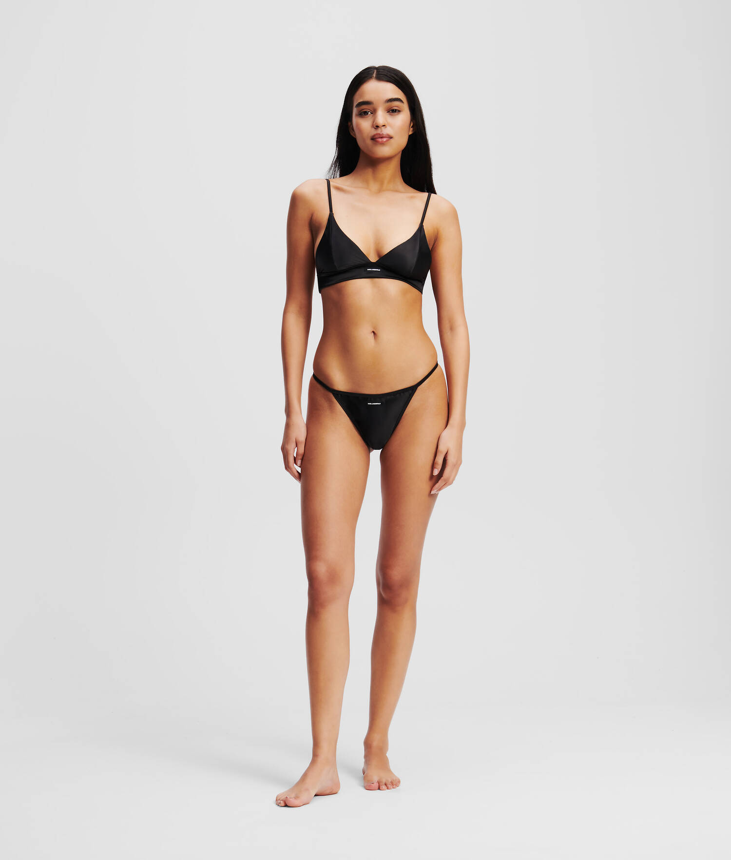 SOUTIEN-GORGE TRIANGLE EN SATIN AVEC LOGO KARL - Noir
