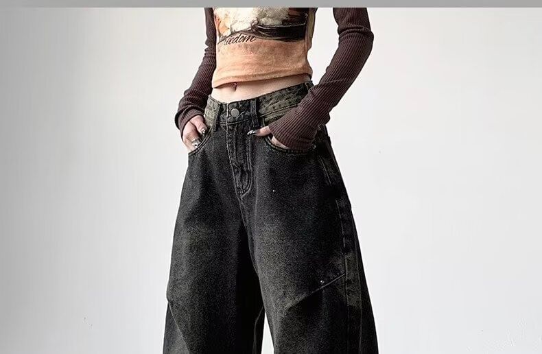 CosmoCorner - Lage taille gewassen wijde jeans
