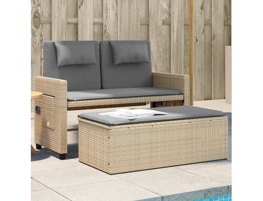 VIDAXL - Banc de jardin Banc inclinable de jardin avec coussins beige résine tressée