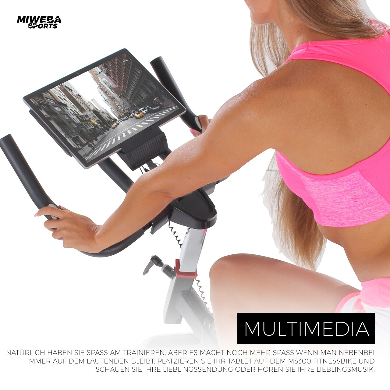 Miweba Sports Indoor Cycle MS300, 13 kg Schwungrad, für zuhause geeignet (Schwarz)