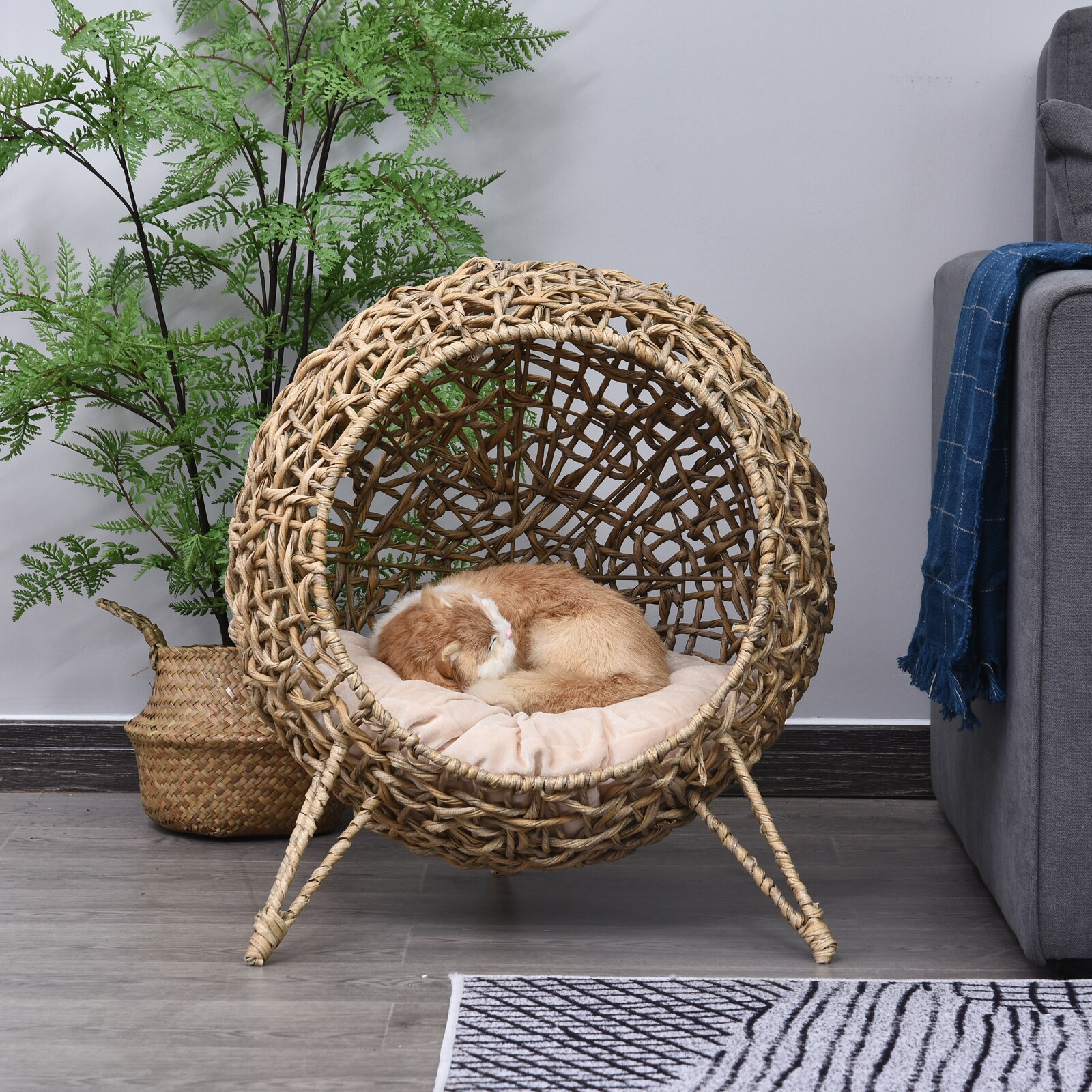 PawHut Katzenkorb mit Kissen 52 x 58 cm (ØxH)