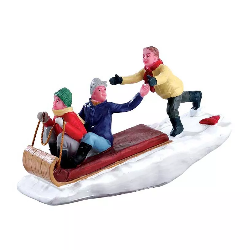 Personnages Lemax Descente en luge à toute vitesse