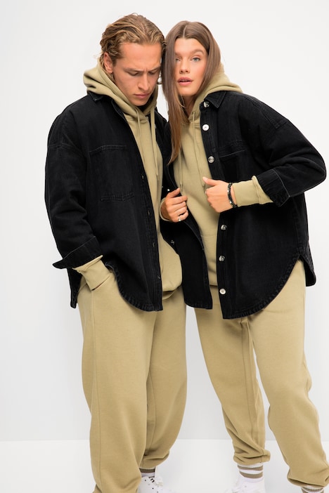 Oversized-Jeanshemd, Hemdkragen, Langarm, Unisex