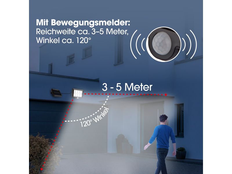 MAXXmee Strahler Solarleuchte mit Bewegungsmelder IP44 Solarleuchte mit Bewegungsmelder
