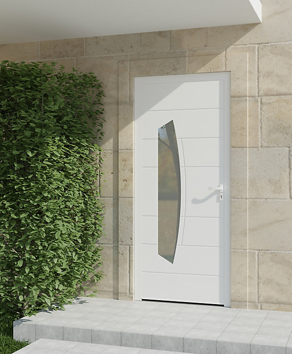 Porte d'entrée alu blanc Tegan H.215 x l.90 cm poussant gauche