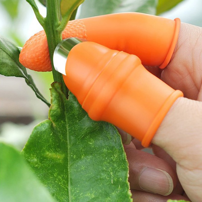 (6-tlg. Set) Silikon Finger Schneider Garten Daumenmesser - Orange